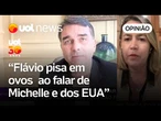 Flávio Bolsonaro 'pisa em ovos' para falar sobre EUA e crise com Michelle | Janaína Figueiredo