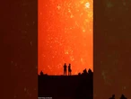Mesmerizing sight as volcano watchers silhouetted against Kilauea’s lava fountain