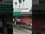 Vehicles spinout on California freeway in slippery conditions as rain continues