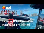 Iate naufraga em Miami e mais de 30 pessoas são resgatadas, imagens mostram embarcação submersa