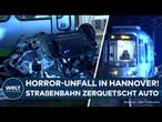 HANNOVER: Horror-Unfall! Straßenbahn entgleist und schleift Pkw 50 Meter mit!