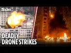 Ukraine drone SLAMS into building and EXPLODES in series of attacks across Russia