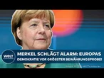 ANGELA MERKEL: „Die Demokratie steht unter Druck!“ Krisenmangerin erhält europäische Auszeichnung