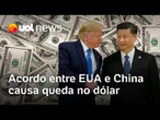 Dólar cai e Bolsa sobe com alívio do mercado após acordo comercial entre EUA e China