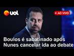 Boulos é entrevistado ao vivo após Nunes cancelar presença em debate UOL/Folha/RedeTV | UOL News