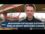 BERLIN: Ringbahnbrücke! Völlig maroder Zustand an der A100! Risse in der Fassade der Stadtautobahn!