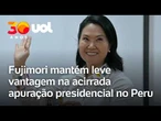 Apuração segue indefinida mas Keiko Fujimori lidera por poucos votos no Peru