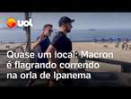 Macron, presidente da França, é flagrado correndo na orla de Ipanema, no Rio; veja vídeo