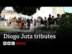 Mourners gather for Diogo Jota's public wake in Portugal | BBC News