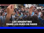Les supporters argentins mettent l'ambiance dans les rues de Paris avant le début de la finale