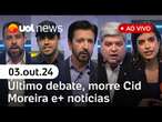 Debate na Globo terá candidatos sob tensão; morre Cid Moreira; Datafolha e+ ao vivo | UOL News