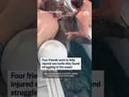 Four friends work to help injured sea turtle they found struggling in the ocean