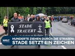 TRAUERMARSCH IN STADE: Hunderte Menschen gedenken der Todesopfer in der niedersächsischen Stadt