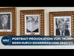 USA: Neuer Affront! Trump hängt Porträt von Biden ab und ersetzt es mit Bild seiner Signiermaschine