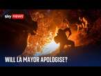 Los Angeles city mayor asked about fire budget cuts - does she owe an apology?