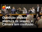 Oposição impede abertura de sessão, e Câmara tem confusão: 'Vai me bater?'