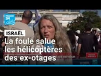 Israël : la foule salue les hélicoptères transportant les ex-otages du Hamas • FRANCE 24