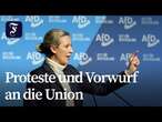 Weidel wirft Union vor, bei Migrationspolitik abzuschreiben - Proteste bei Wahlkampfveranstaltung