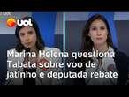 Debate: Marina Helena pergunta a Tabata sobre voo de jatinho particular e deputada rebate: ‘Delírio’