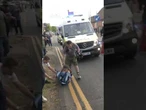 Moment under-siege cops DRIVE INTO protester amid chaos over migrant ‘sex assault’