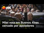 Javier Milei vota na Argentina cercado de apoiadores e com forte esquema de segurança; vídeo