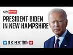 President Biden delivers a speech on drug costs while on a tour of New Hampshire