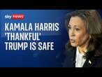 Vice President Kamala Harris 'thankful' Donal Trump is safe after 'assassination attempt'