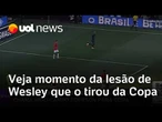 Wesley cortado da seleção: veja o momento em que o jogador sofre a lesão durante Brasil e Egito