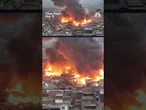 Drone footage shows massive fire engulfing homes in Peru