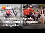 Delegada da Polícia Civil é flagrada xingando e ameaçando entregador em Belém; veja vídeo