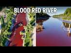 Shock as river mysteriously turns BLOOD RED leaving locals baffled