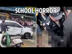 Driver ploughs SUV into primary school kids before he's dragged into street and beaten in China