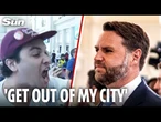 Protesters BOO & HECKLE JD Vance & Pete Hegseth as they meet national guard troops in Washington DC