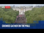 Crowds gather on The Mall ahead of VE Day celebrations