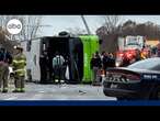 1 person critically injured after bus overturns on upstate New York highway