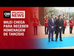 Veja chegada de Javier Milei para receber homenagem de Tarcísio | AGORA CNN