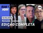 Reinaldo Azevedo: Bolsonaro recebe apoio por anistia; tensão na Argentina; Gleisi e Lula l ao vivo