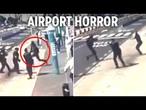 Moment crazed knifeman shot dead at Gran Canaria Airport as passengers run for lives