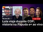 Lula viaja durante COP30; DF pede ao STF parecer médico de Bolsonaro; Trump envia carta a Castro e+