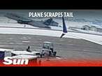 JetBlue plane drags tail while narrowly avoiding collision at Colorado airport