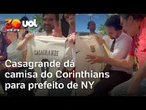 Casagrande dá camisa do Corinthians para Zohran Mamdani, prefeito de Nova York; veja