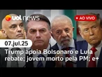Lula rebate Trump após apoio a Bolsonaro; confusão em eleições do PT; Motta destrava emendas e mais