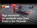 Acidente com Gato Preto e Bia Miranda: Vídeo mostra momento em que Porsche avança sinal vermelho