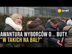 Awantura wyborców Nawrockiego... o buty! "W takich butach na bal?!"