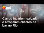 Carros colidem, invadem calçada de bar e deixam feridos em Botafogo, no Rio de Janeiro; vídeo