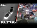 Terrifying moment street racer crashes into bar killing 4 after cop chase