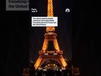 Eiffel Tower lights up for America's 250th anniversary