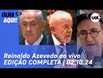 Reinaldo Azevedo ao vivo: Pesquisa em SP; Israel promete resposta ao Irã; avaliação de Lula e+