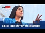 Justice Secretary delivers news briefing on the prisons crisis