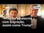 Milei imita Trump e faz pirotecnia com cerca na fronteira com a Bolívia, diz Tales Faria